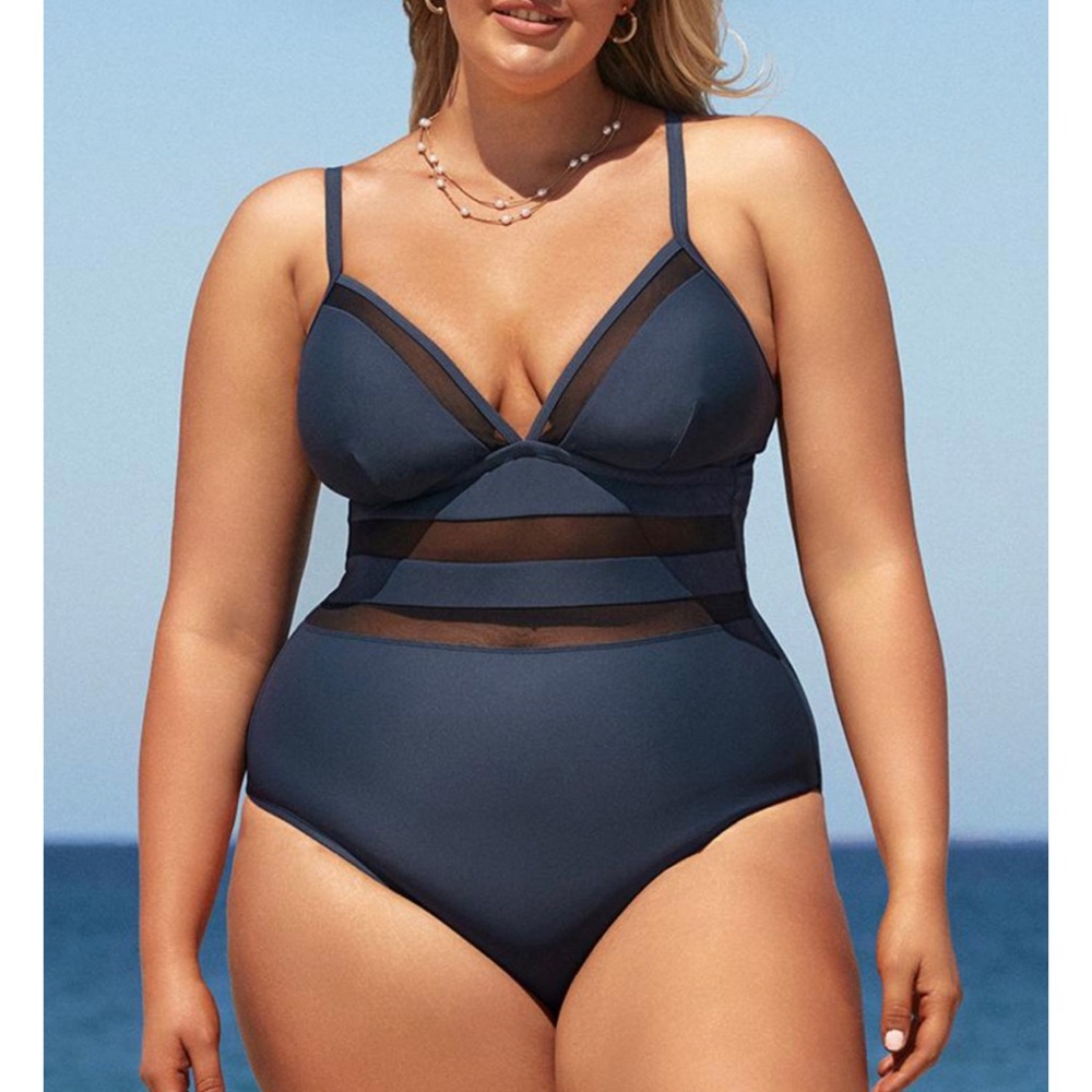 Cupshe Women’s Plus one piece swimsuit 1X - Navy